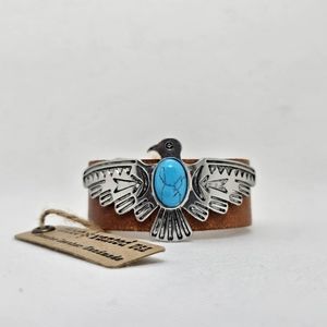 NWT Genuine Leather Turquoise Bird Bracelet 7.5